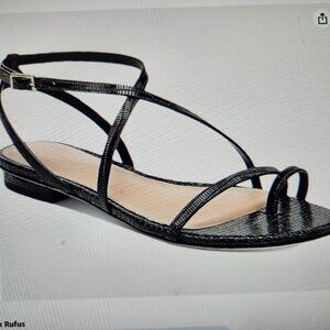 VIA SPIGA Black Croc Calandre Round Toe Leather Slingback Sandals. NIB. Size 9